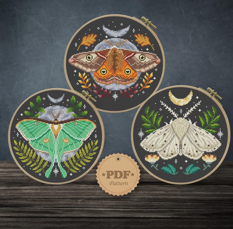 Luna Moth Cross Stitch Pattern Pdf Modern Cross Stitch Etsy - Luna Moth Cross Stitch Pattern