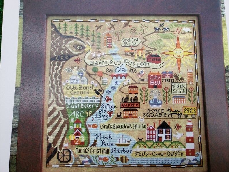 Map Of Hawk Run Hollow Cross Stitch Pattern By Carriage House Samplings  - Hawk Run Hollow Cross Stitch Patterns