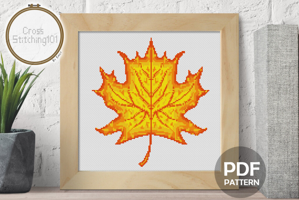 Maple Leaf Cross Stitch Pattern Instant Download PDF - Maple Leaf Cross Stitch Pattern Free