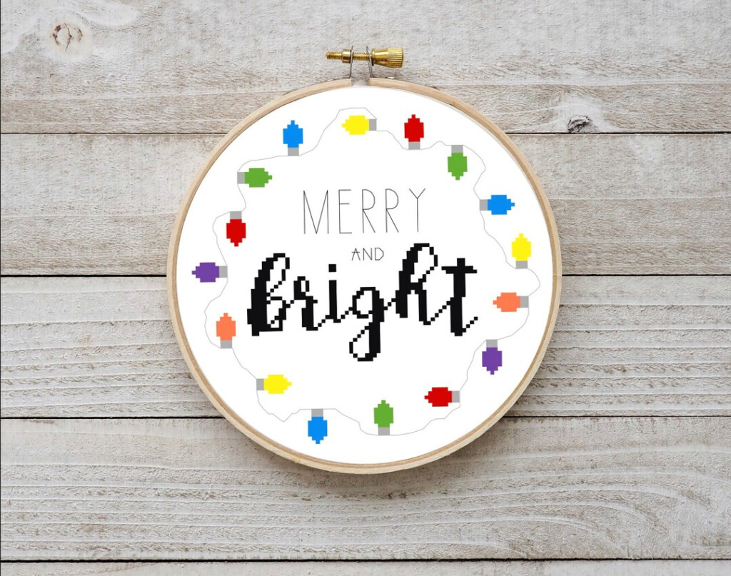 Merry And Bright Cross Stitch PATTERN Christmas Cross Stitch Pattern  - Merry And Bright Cross Stitch Pattern