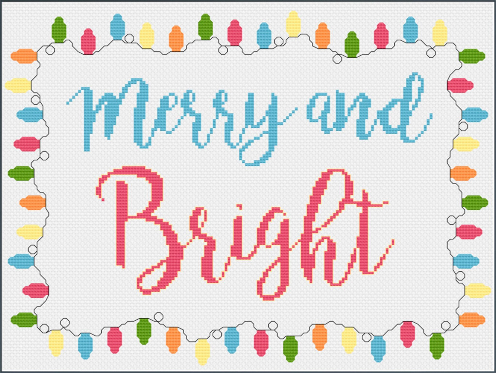 Merry And Bright With Christmas Lights Cross Stitch Pattern Etsy Canada - Merry And Bright Cross Stitch Pattern