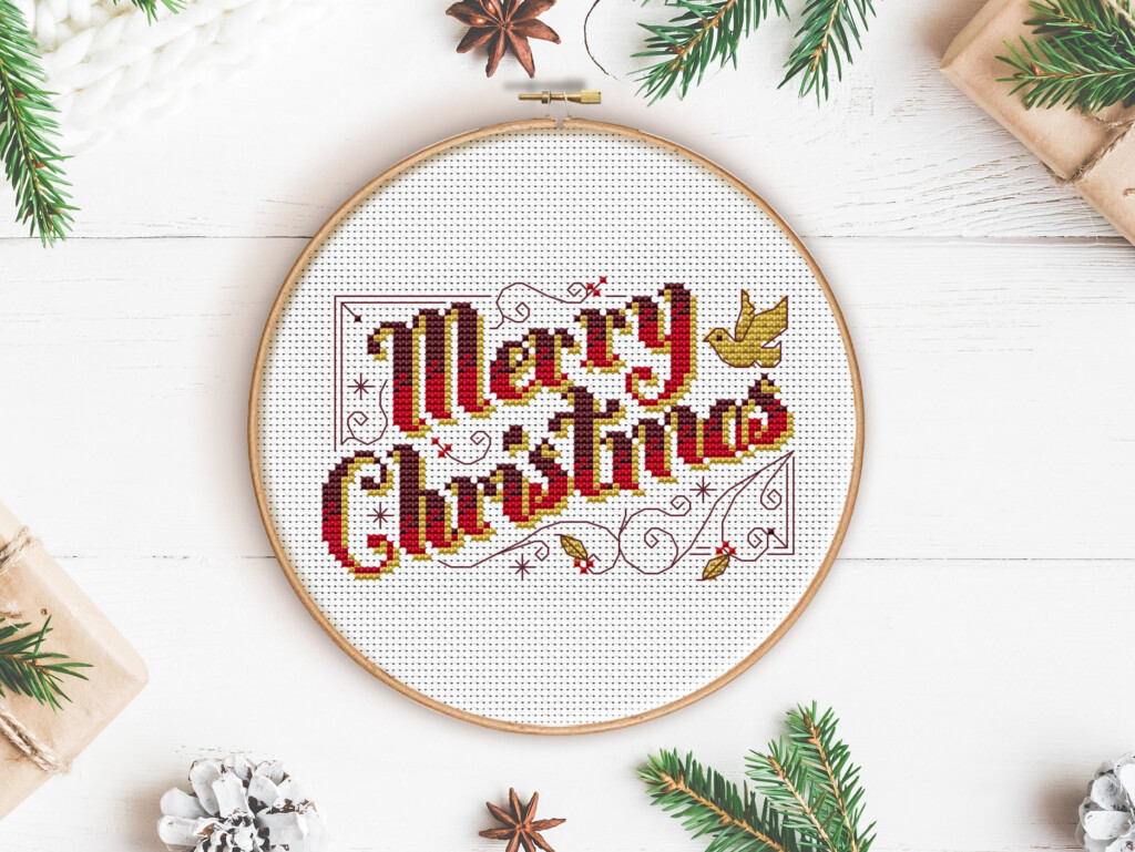 Merry Christmas Cross Stitch Pattern Digital Format PDF Etsy UK - Merry Christmas Cross Stitch Pattern