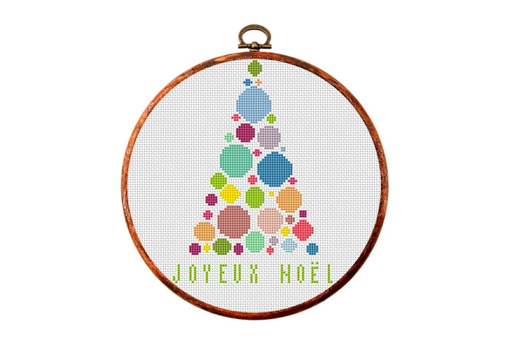 Merry Christmas Cross Stitch Pattern Joyeux Noel Modern Cross Stitch  - Joyeux Noel Cross Stitch Pattern