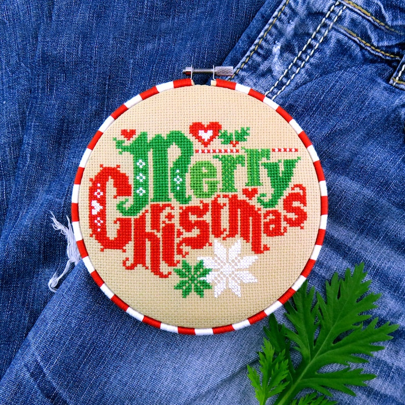 Merry Christmas Cross Stitch Pattern Needlework Sampler Pdf Etsy - Merry Christmas Cross Stitch Pattern