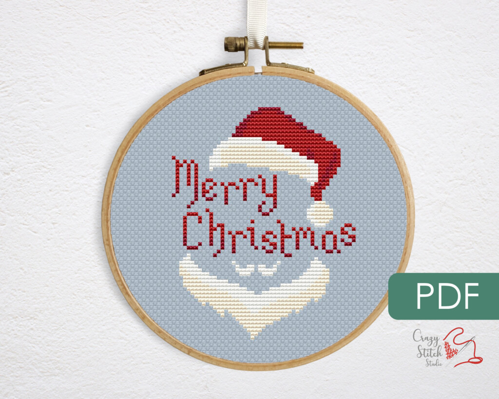 Merry Christmas Cross Stitch Pattern PDF Small Easy Santa Etsy - Christmas Cross Stitch Patterns Pdf