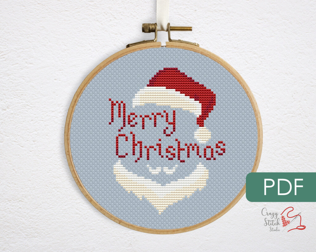 Merry Christmas Cross Stitch Pattern PDF Small Easy Santa Etsy - Cross Stitch Merry Christmas Pattern