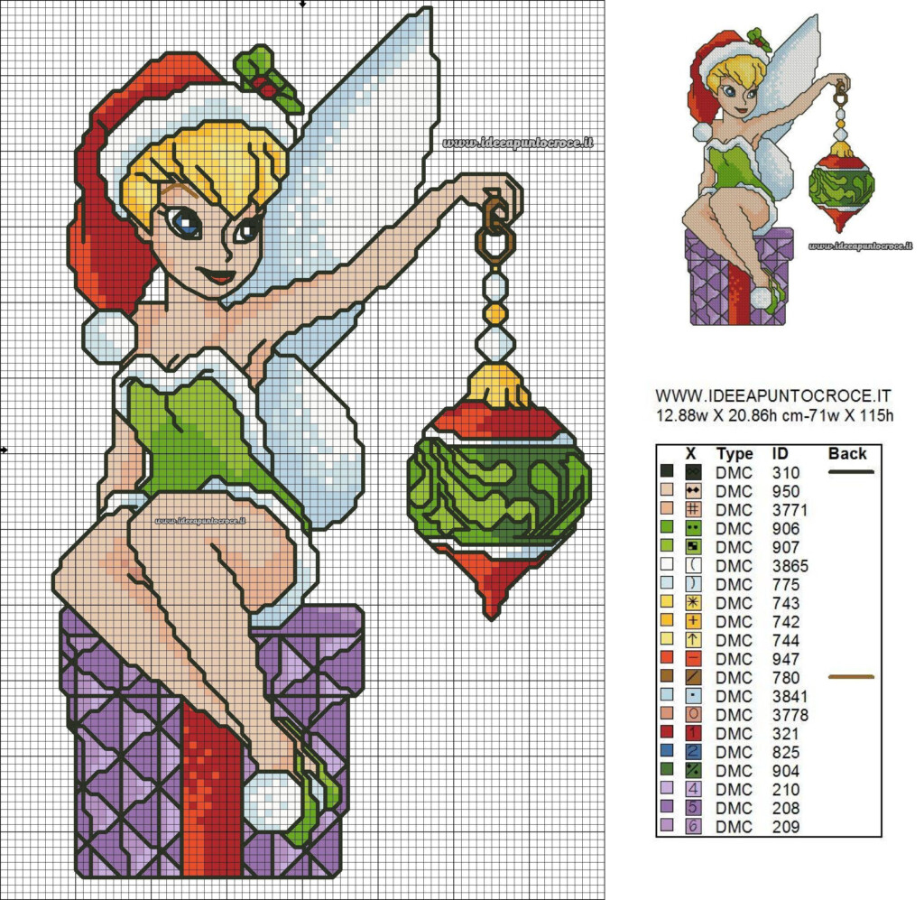 Merry Christmas Love Tinkerbell Ideeapuntocroce it Disney Cross  - Disney Christmas Cross Stitch Patterns