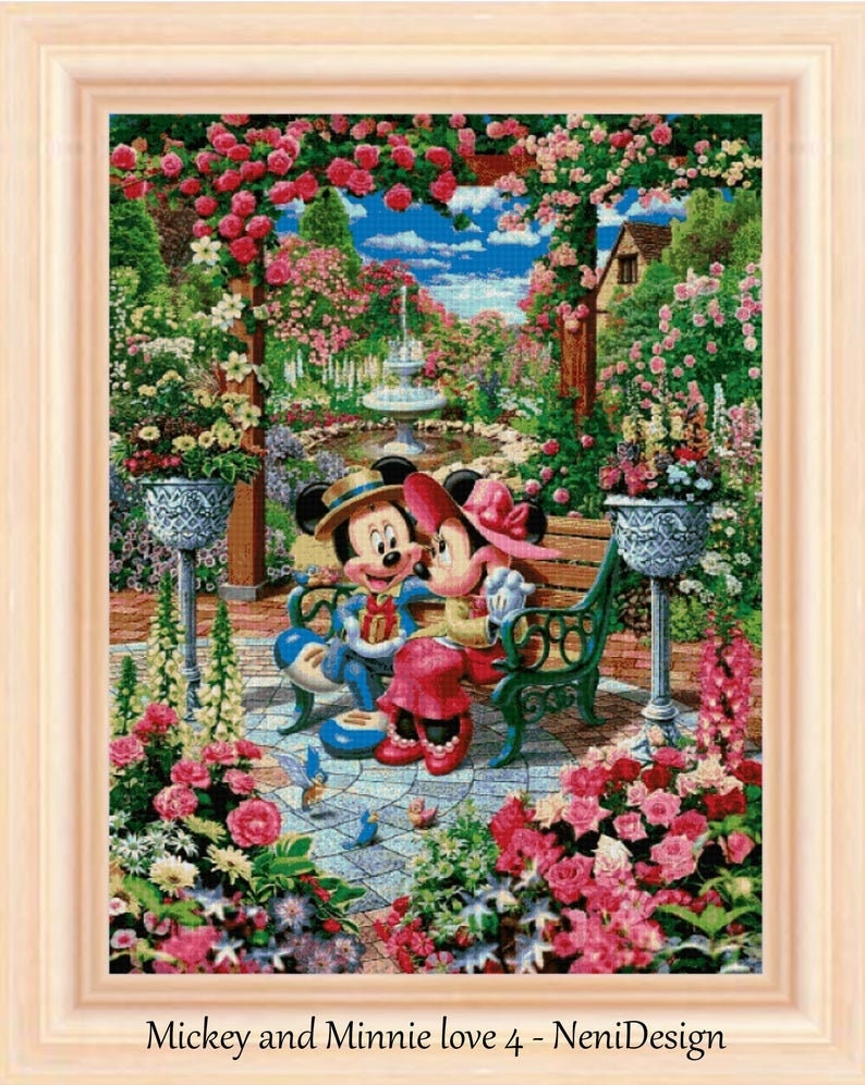 Mickey And Minnie Love 4 2 Cross Stitch Pattern Minnie Cross Etsy - Mickey And Minnie Cross Stitch Patterns