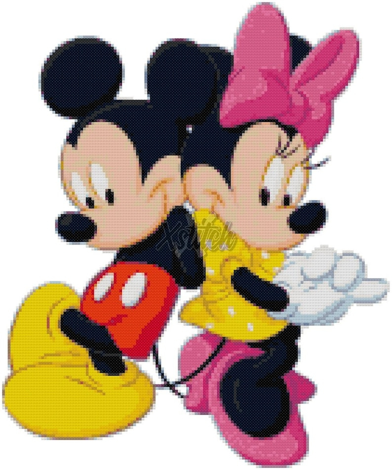 Mickey Mouse And Minnie Mouse Cross Stitch Pattern Etsy - Free Mickey And Minnie Mouse Cross Stitch Patterns