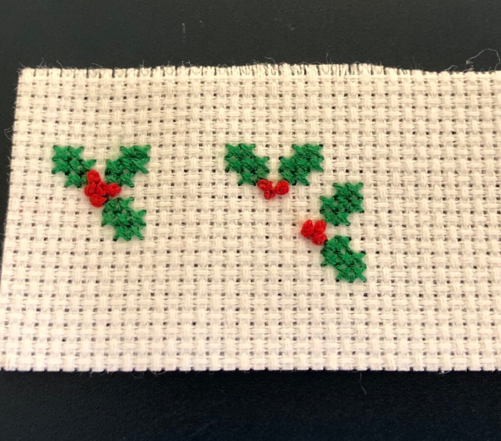 Miniature Christmas Holly Cross Stitch Gift Tag Pdf Pattern Etsy - Miniature Christmas Cross Stitch Patterns