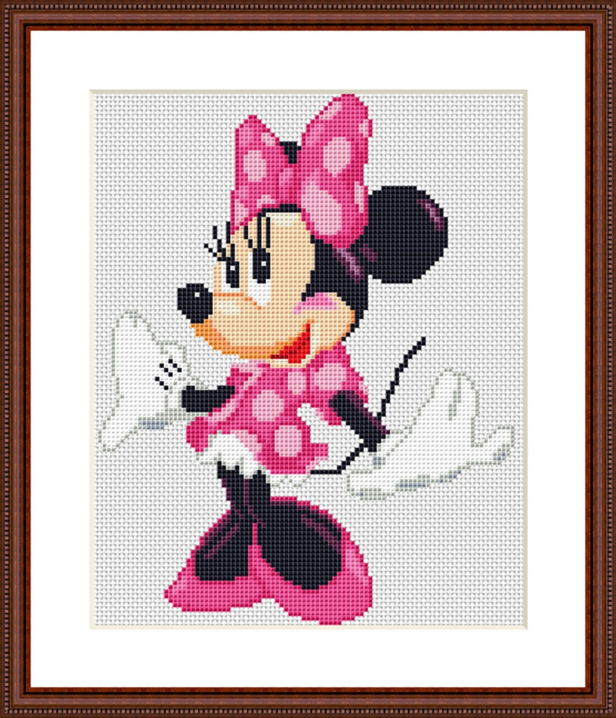MINNIE MOUSE Cross Stitch Pattern PDF Embroidery Chart Cute Etsy - Free Minnie Mouse Cross Stitch Patterns