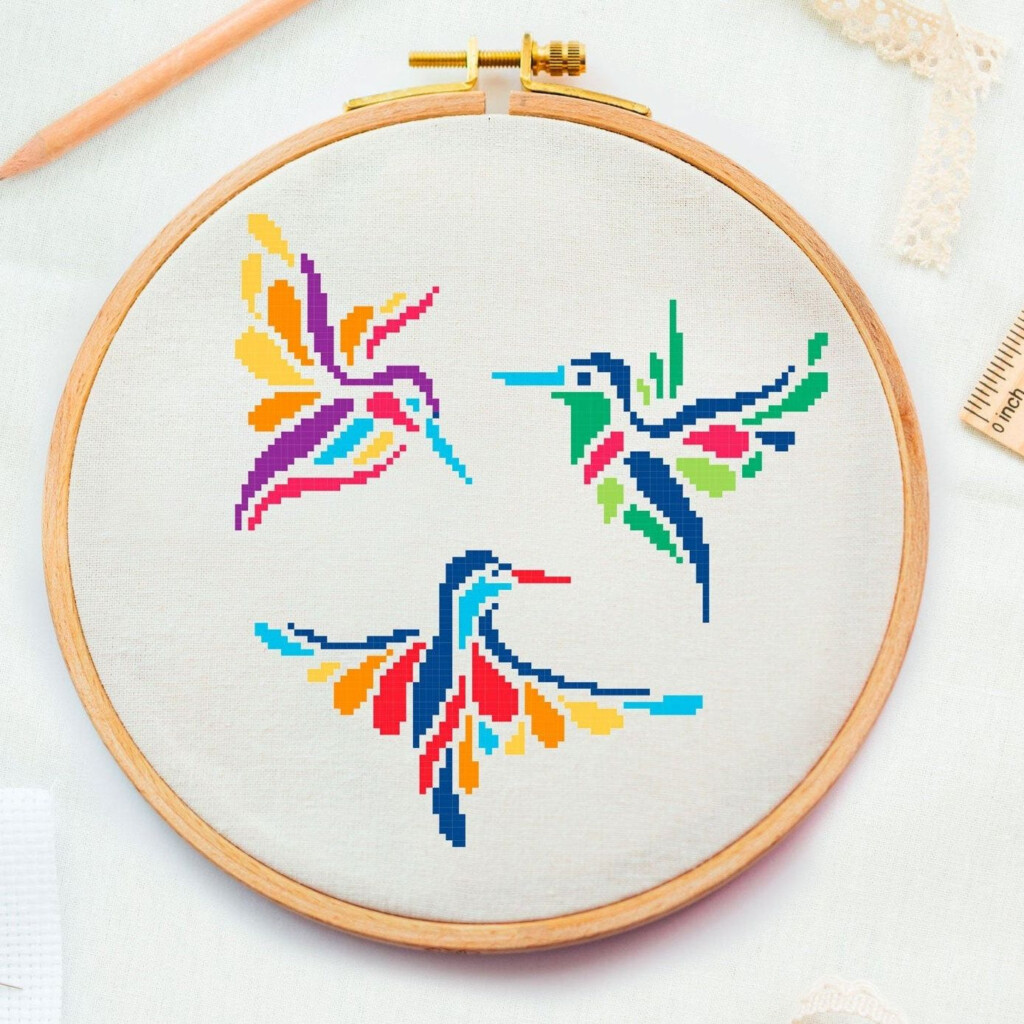 Modern Birds Cross Stitch Pattern Easy And Simple Embroidery PDF DIY  - Easy Bird Cross Stitch Patterns