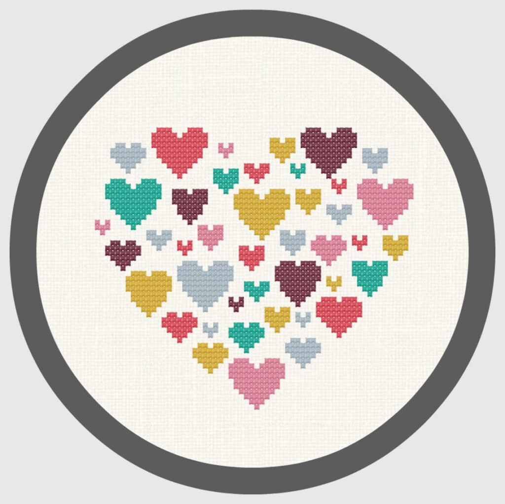 Modern Cross Stitch Pattern Heart Heart Of Hearts Small Etsy - Cross Stitch Small Heart Pattern