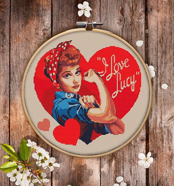 Modern Cross Stitch Pattern Of I Love Lucy For Instant Cross Stitch  - I Love Lucy Cross Stitch Patterns