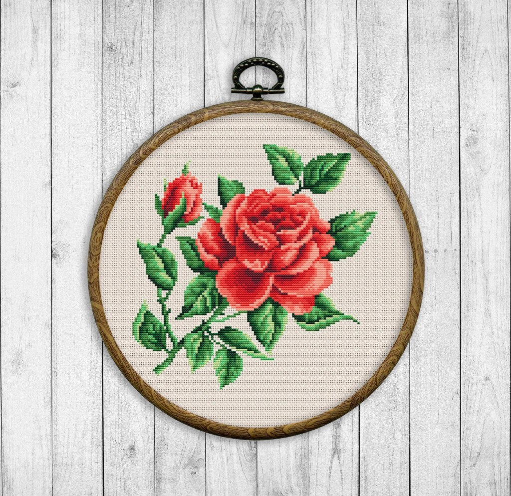 Modern Cross Stitch Pattern Rose Cross Stitch Pattern Flower Etsy  - Cross Stitch Patterns Of Flowers