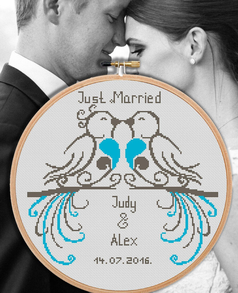 Modern Wedding Cross Stitch Pattern Printable Templates Free - Cross Stitch Patterns For Weddings
