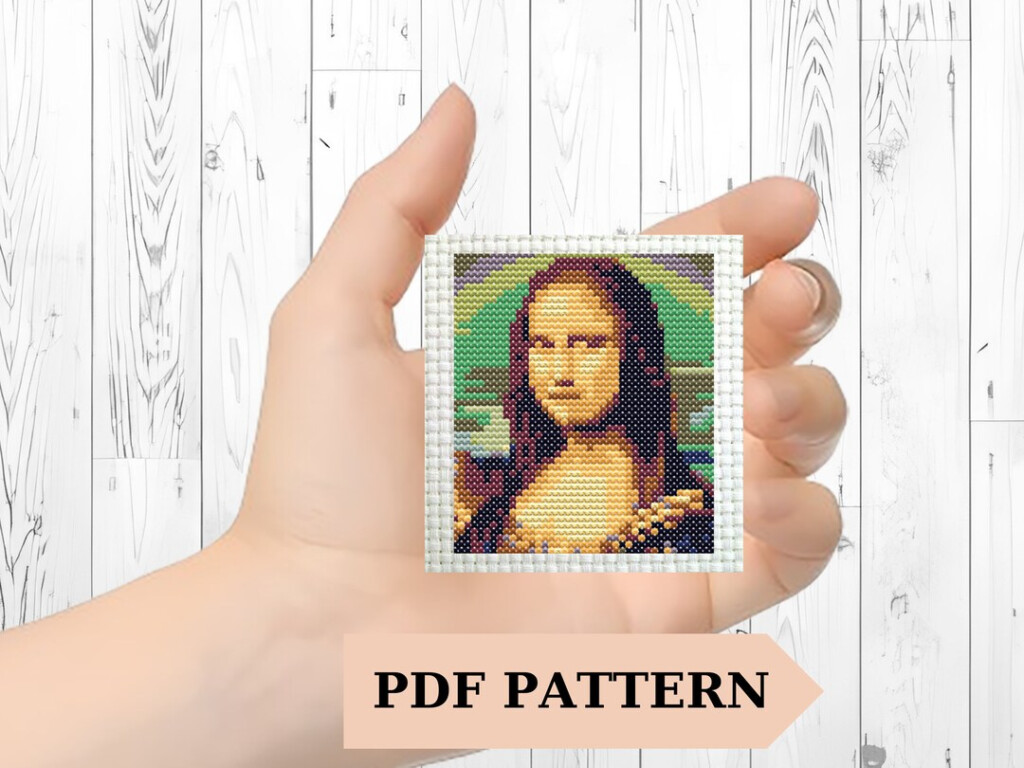 Mona Lisa Cross Stitch Pattern Mona Lisa Embroidery Small Art Cross  - Mona Lisa Cross Stitch Pattern Free