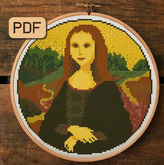Mona Lisa Cross Stitch Pattern PDF Easy Cross Stitch Artwork Etsy - Mona Lisa Cross Stitch Pattern Free