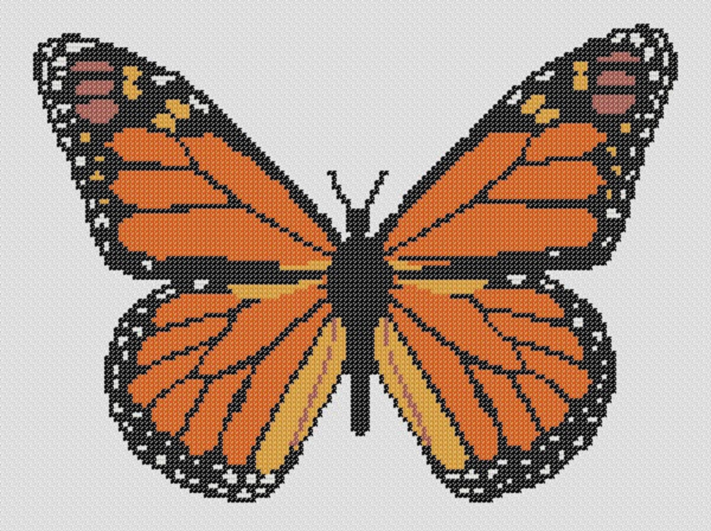 Monarch Butterfly Counted Cross Stitch Pattern Butterfly Pixel Art  - Butterfly Counted Cross Stitch Patterns