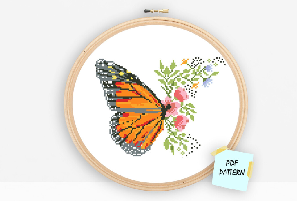 Monarch Butterfly Counted Cross Stitch PDF Pattern Insect Etsy - Butterfly Counted Cross Stitch Patterns
