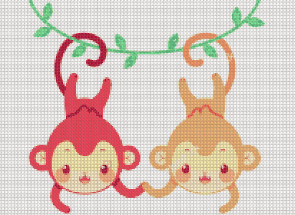 Monkey Cross Stitch Pattern Baby Cross Stitch Modern Animal Etsy - Small Monkey Cross Stitch Pattern