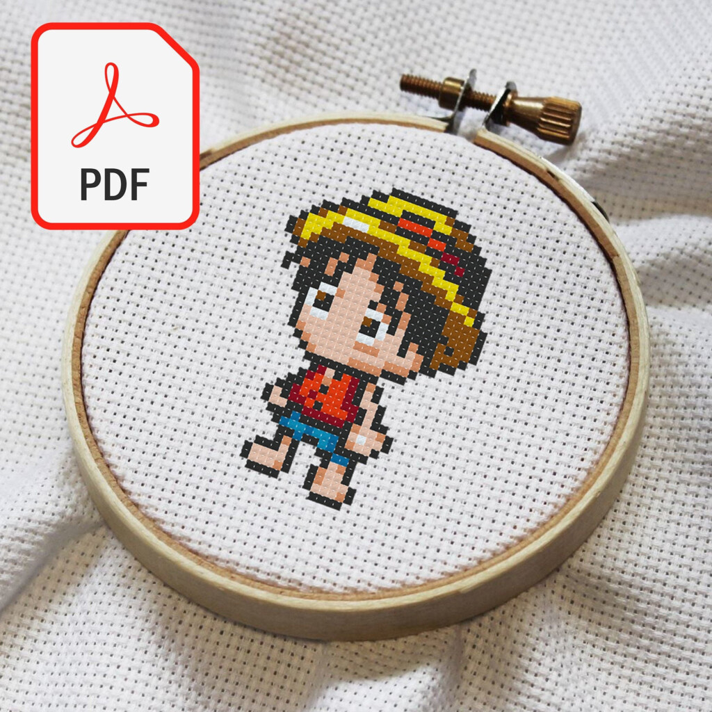 Monkey D Luffy One Piece Anime Cross Stitch Pattern Etsy - One Piece Anime Cross Stitch Patterns