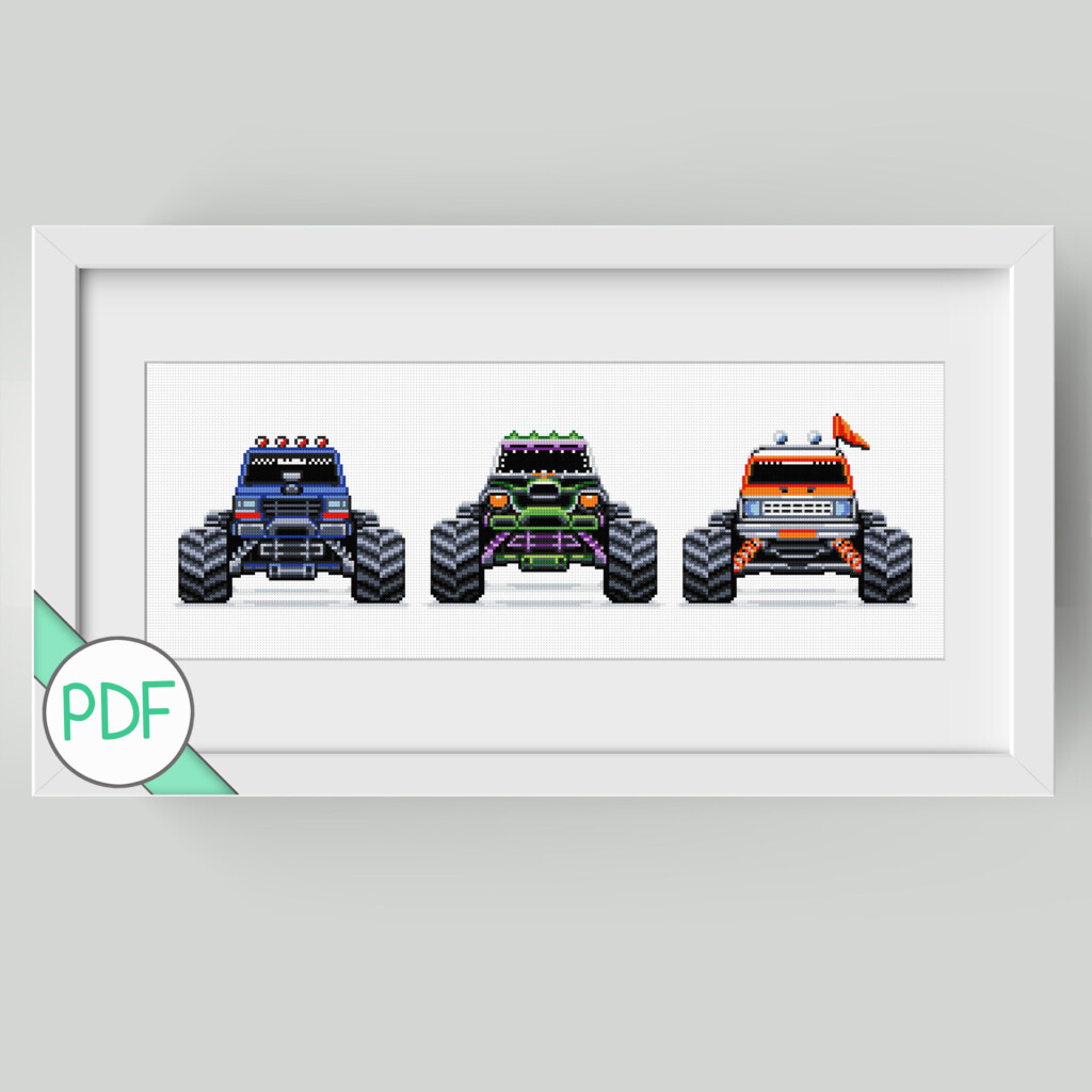 Monster Truck Cross Stitch Pattern Cross Stitch Patterns Cross  - Free Truck Cross Stitch Patterns