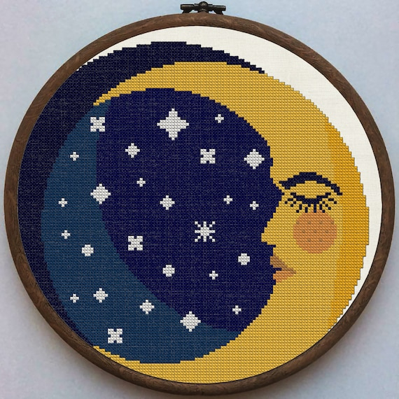 Moon And Stars Cross Stitch Pattern PDF Etsy - Moon And Stars Cross Stitch Pattern