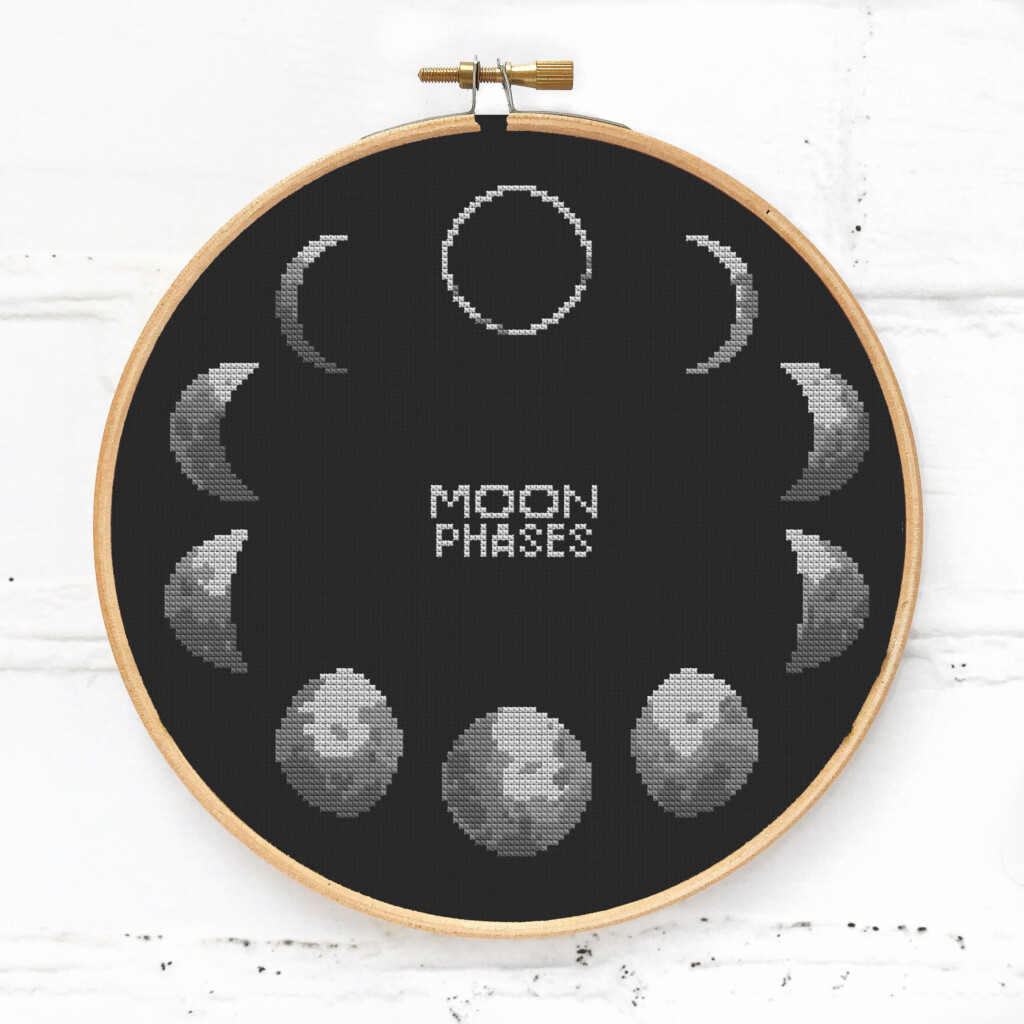 Moon Phases Counted Cross Stitch Pattern PDF Modern Xstitch Etsy - Small Moon Cross Stitch Pattern