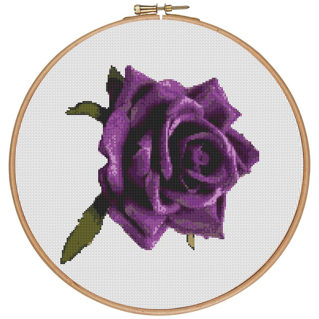 MORE For FREE Purple Rose Counted Cross Stitch Pattern PDF Instant  - Free Counted Cross Stitch Patterns Flowers