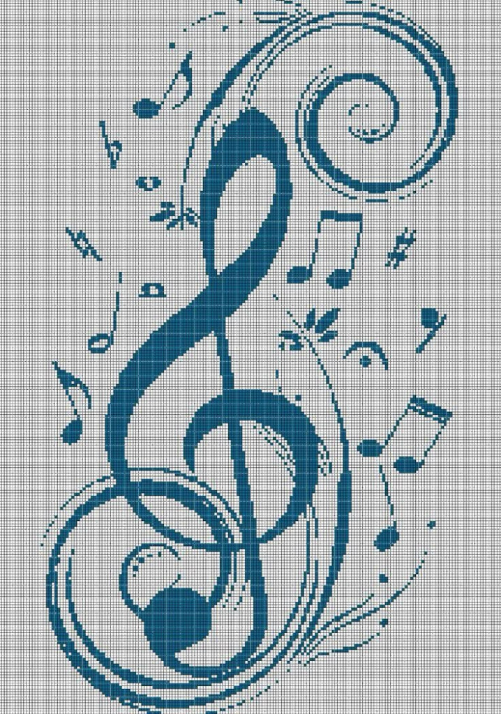 Music silhouette cross stitch pattern in pdf Cross Stitch Music  - Free Music Cross Stitch Patterns To Print