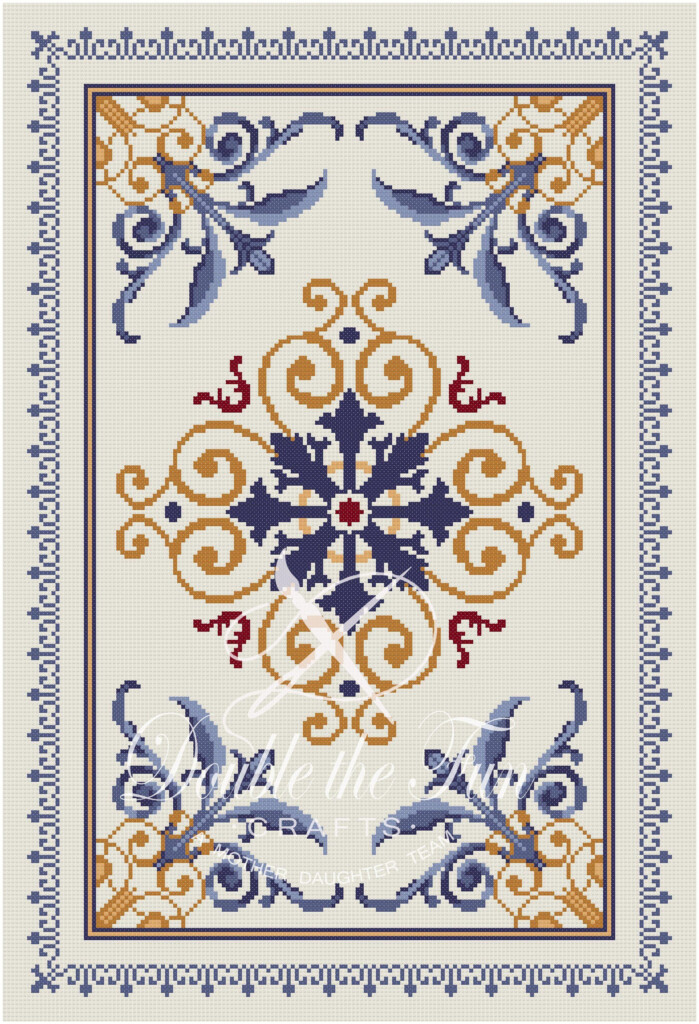 Nala Digital Petitpoint Dollhouse Rug Pattern Cross Stitch Flowers  - Miniature Cross Stitch Patterns For Doll Houses