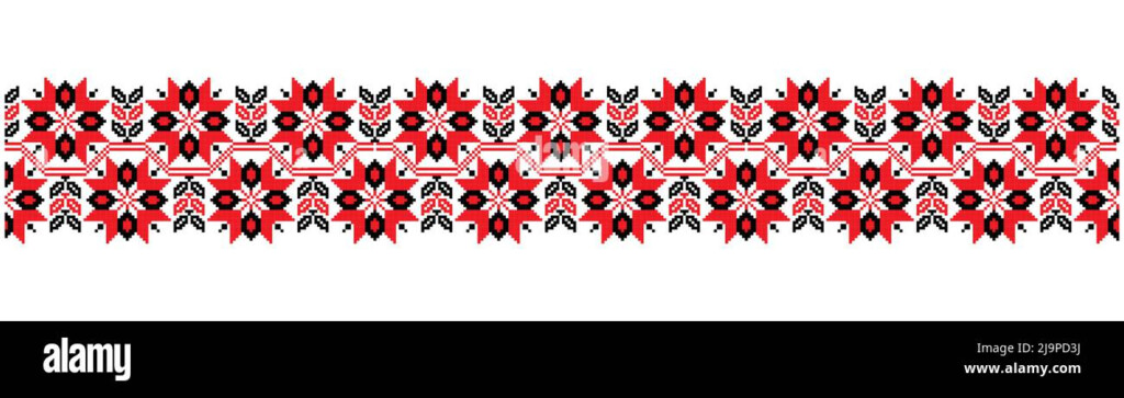 National Ukrainian Black And Red Cross Stitch Pattern Stock Vector  - Black And Red Cross Stitch Patterns