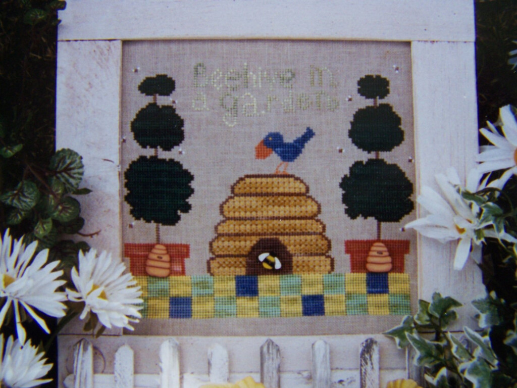 New Fanci That 148 Beehive In A Garden Pattern Cross Stitch Embroidery - Fanci That Cross Stitch Patterns