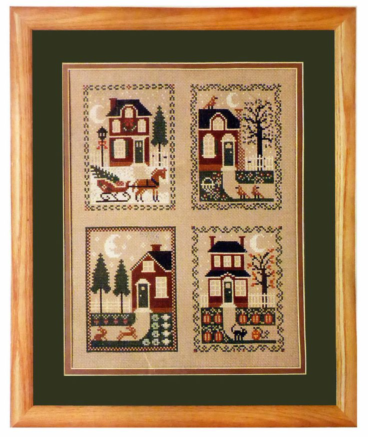 NEW Prairie Schooler PRAIRIE HOUSES SAMPLER Four Seasons 9x12 Cross  - Prairie Schooler Cross Stitch Patterns