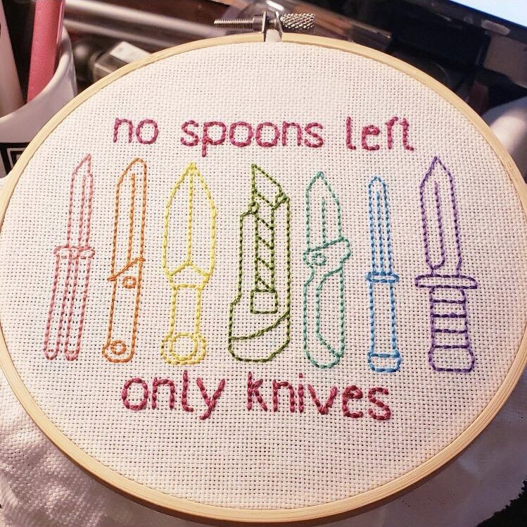 No Spoons Left Only Knives Cross Stitch Embroidery Embroidery Cross  - No Spoons Left Only Knives Cross Stitch Pattern