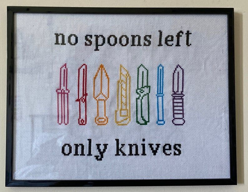 No Spoons Left Only Knives Digital Cross Stitch Pattern Etsy - No Spoons Left Only Knives Cross Stitch Pattern