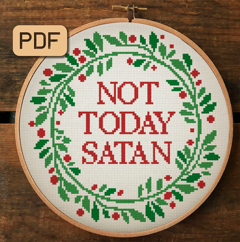 Not Today Satan Cross Stitch Pattern Digital PDF Etsy - Not Today Satan Cross Stitch Pattern Free