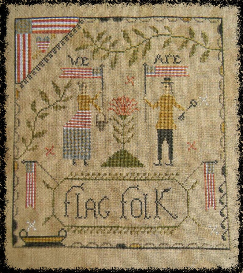 NOTFORGOTTEN FARM Flag Folk Counted Cross Stitch Patterns At Etsy - Notforgotten Farm Cross Stitch Patterns