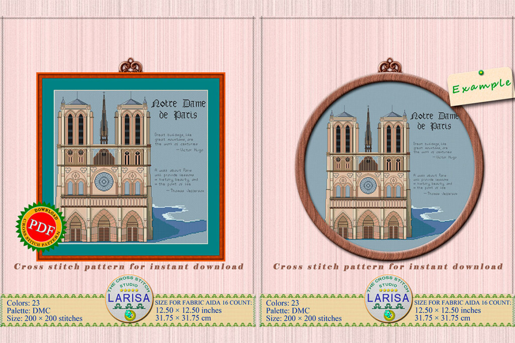Notre Dame Cross Stitch Pattern Notre Dame De Paris By LarisaStitch  - Notre Dame Cross Stitch Patterns