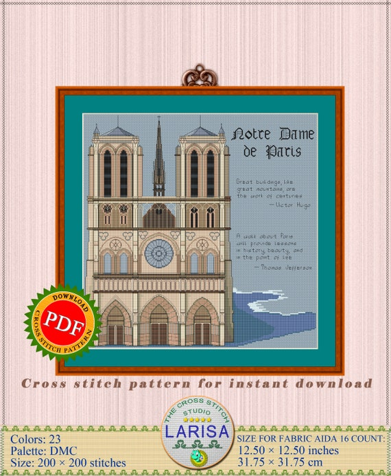 Notre Dame Cross Stitch Pattern Notre dame De Paris Etsy - Notre Dame Cross Stitch Patterns