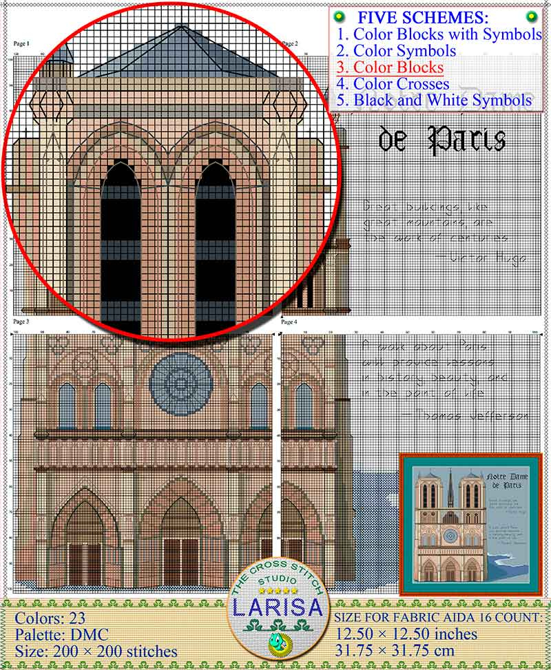 Notre Dame Cross Stitch Pattern Notre Dame De Paris LarisaXStitch  - Notre Dame Cross Stitch Patterns