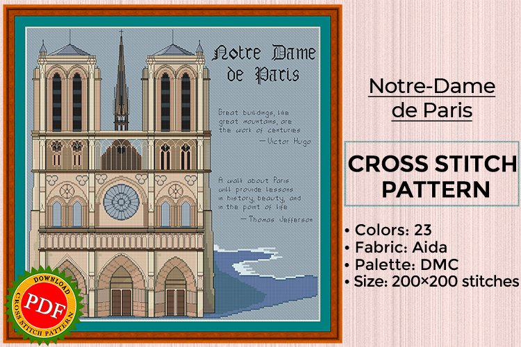 Notre Dame Cross Stitch Pattern Notre Dame De Paris - Notre Dame Cross Stitch Patterns