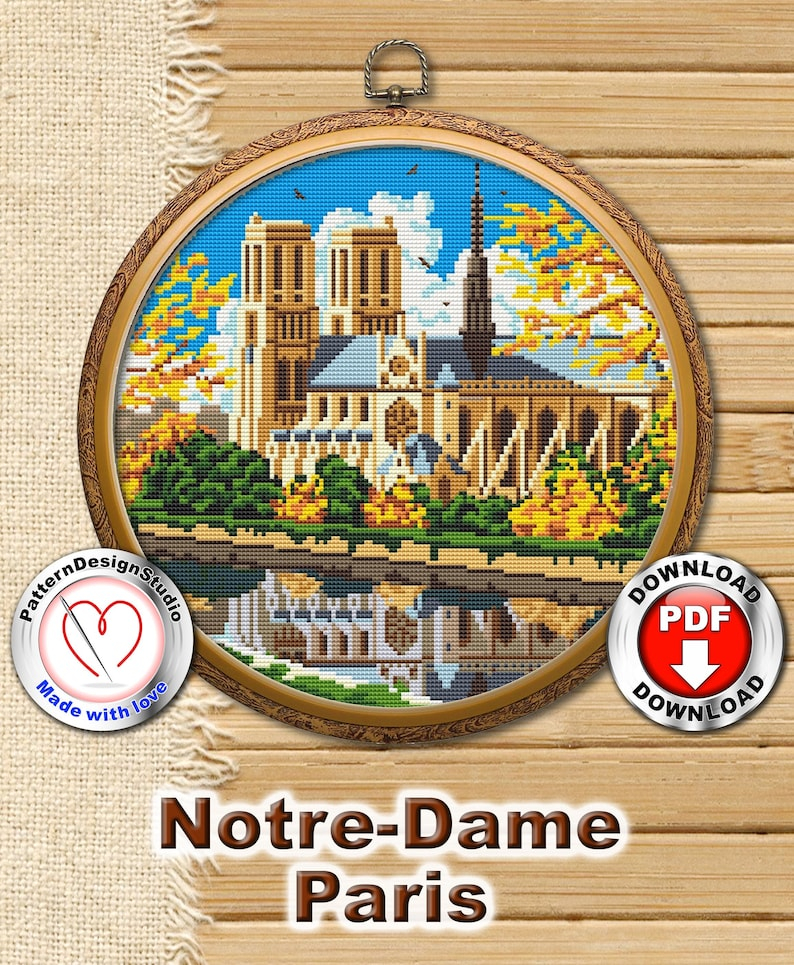 Notre dame Paris Cross Stitch Embroidery PDF Pattern Instant Etsy - Notre Dame Cross Stitch Patterns