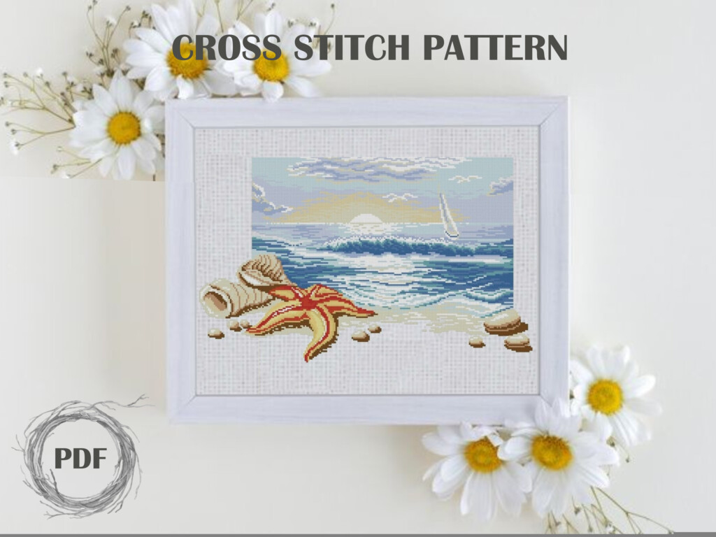 Ocean Cross Stitch Pattern PDF Beach Cross Stitch Chart Sea Etsy France - Beach And Ocean Cross Stitch Patterns
