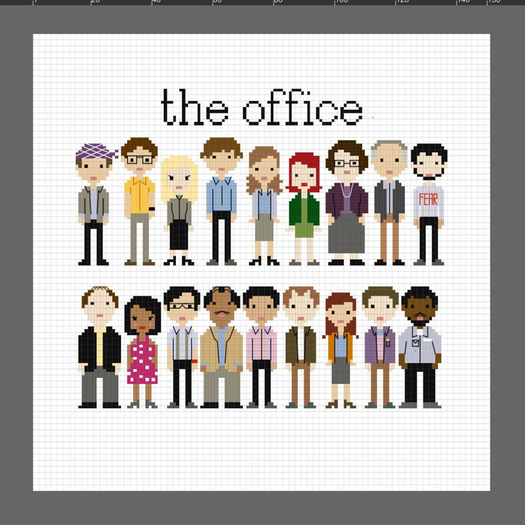 Office Inspired Cast Line Up Cross Stitch PATTERN Instant Download  - The Office Cross Stitch Pattern Free