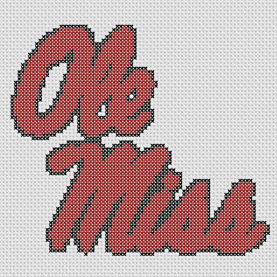 Ole Miss Logo Pattern ONLY Cross Stitch Patterns Ole Miss Colors  - Ole Miss Cross Stitch Patterns