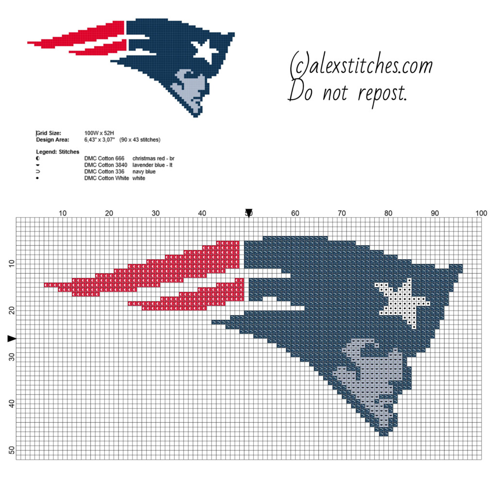 Patriots National Football League NFL Sport Team Free Cross Stitch  - Free Cross Stitch Football Pattern
