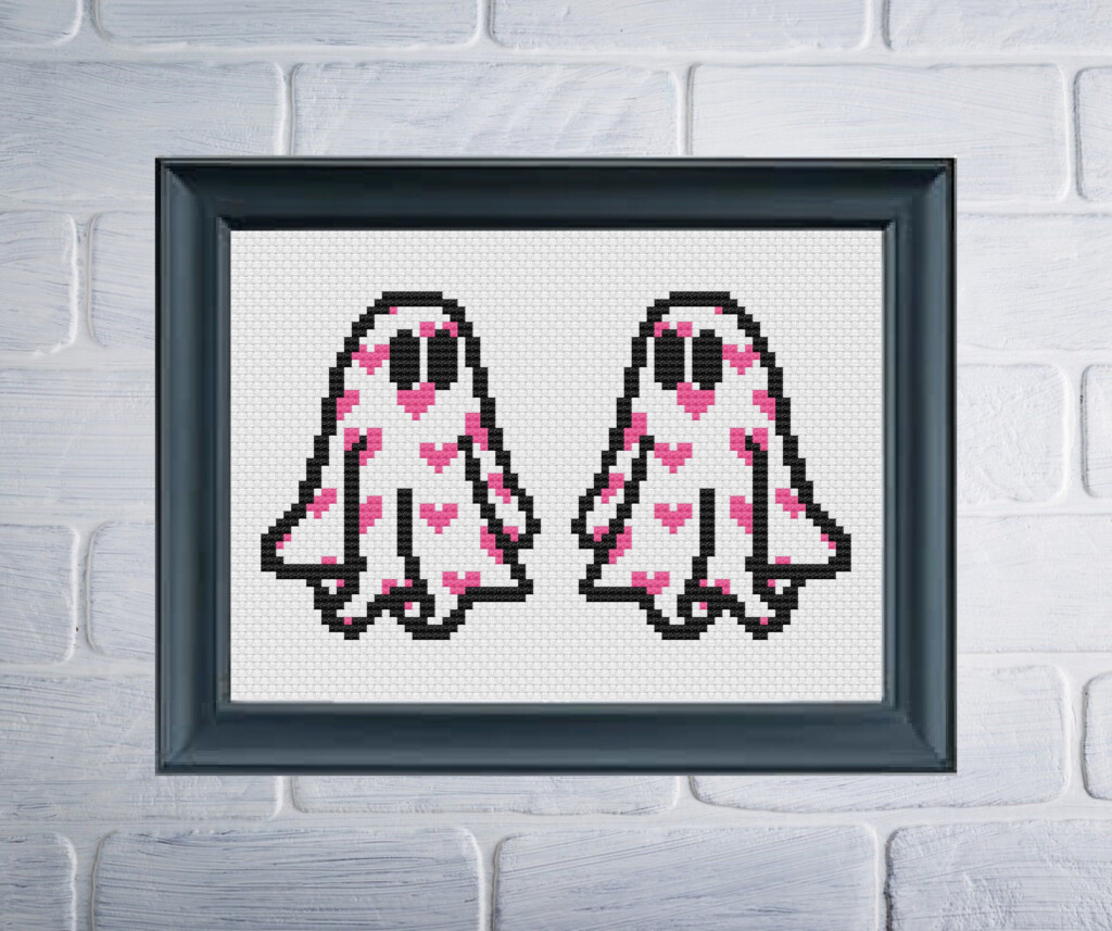 PATTERN Heart Sheet Ghost Cross Stitch Pattern Spooky Cross Stitch  - Free Spooky Cross Stitch Patterns