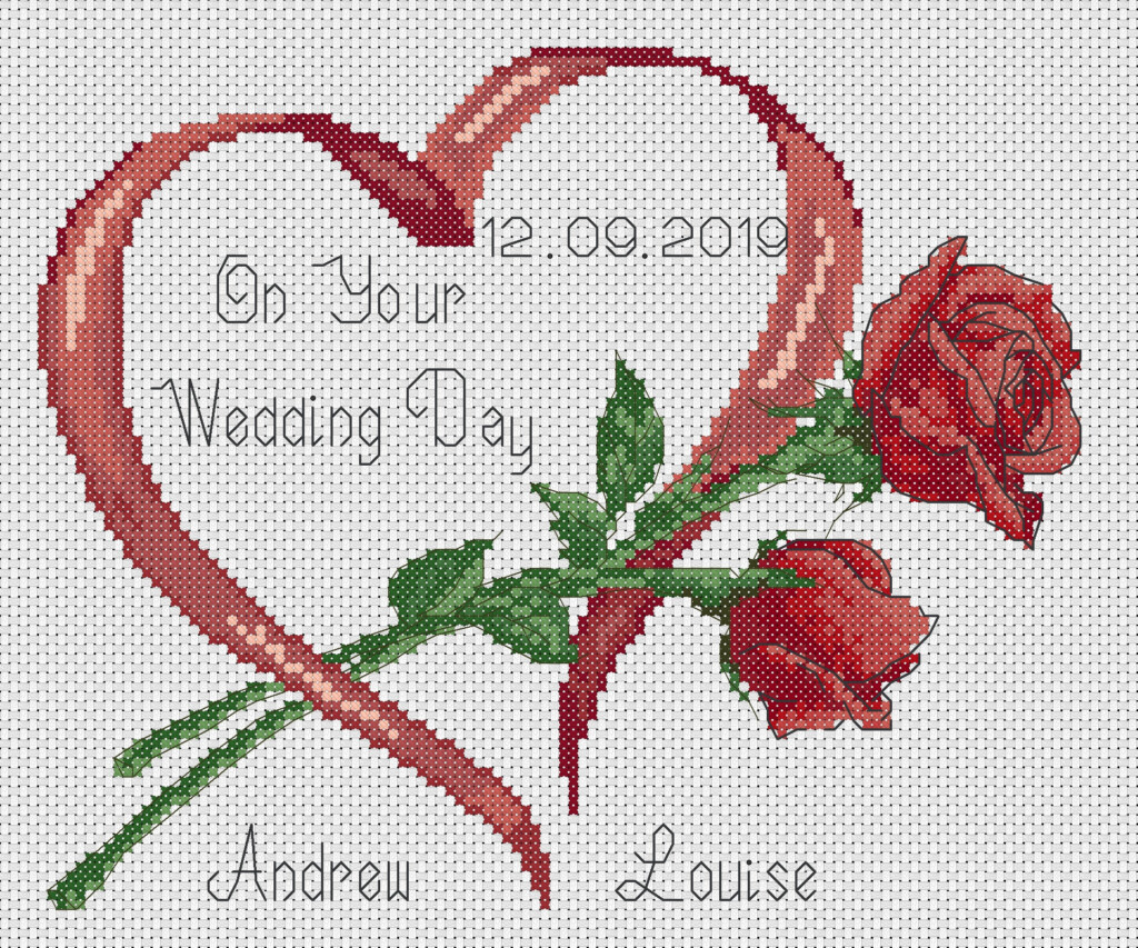 PDF Cross Stitch Chart Wedding Day Just Married Red Roses Etsy - Free Cross Stitch Patterns Wedding